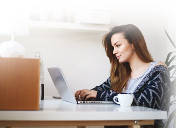 Woman working on her laptop