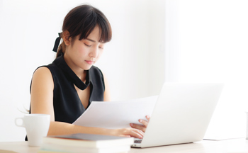 Woman working on her laptop