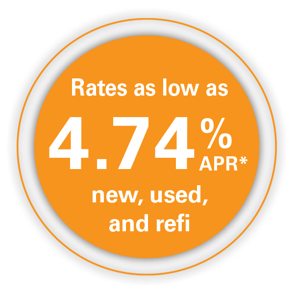 Rates as low as 4.74% APR*. New, used, and refi
