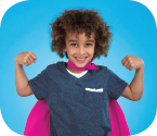 Kid with pink cape